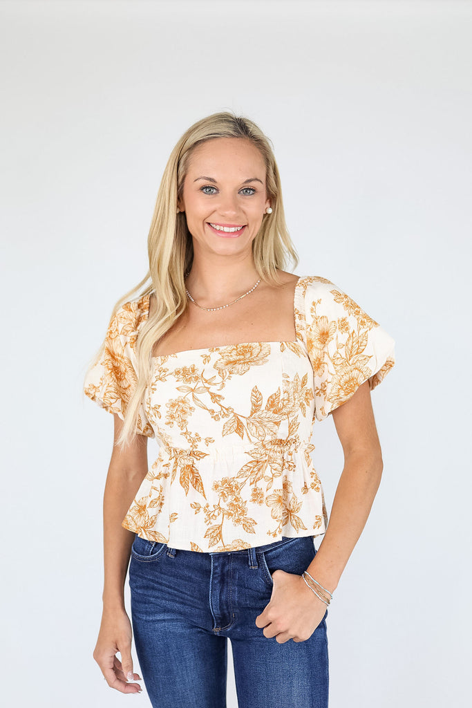 Toasted Rose Floral Top