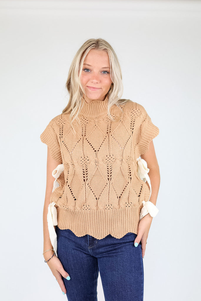 Vivy Tie Cable Knit Sweater