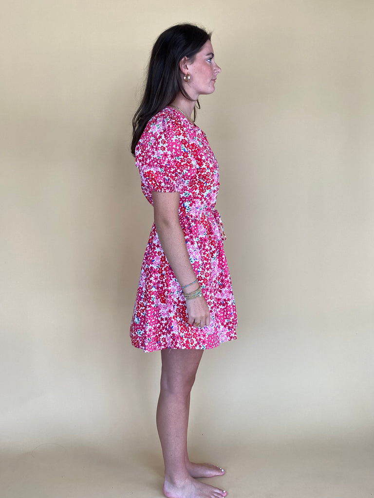 Caicos Floral Alba Puff Sleeve Mini Dress