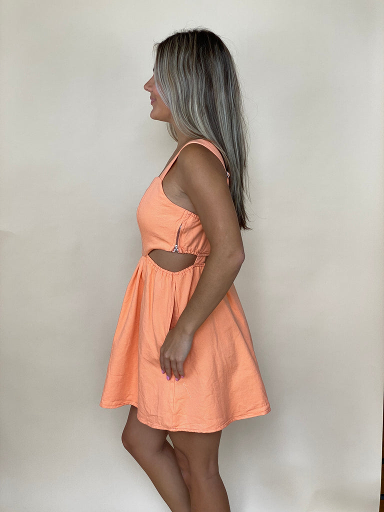 Orange Pop Cut Out Mini Dress