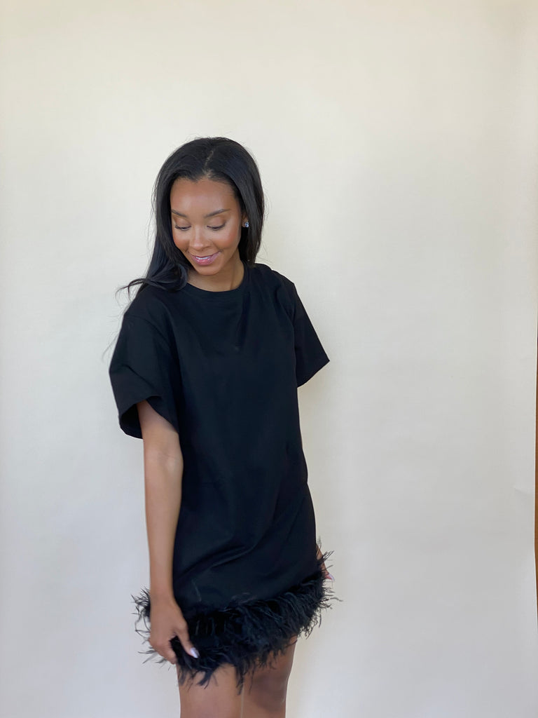 More Than Ever Feather Dress - Black