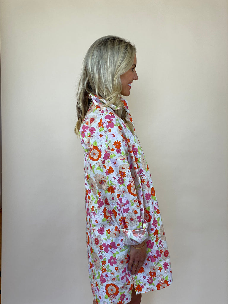 London Floral Poplin Shirt Dress