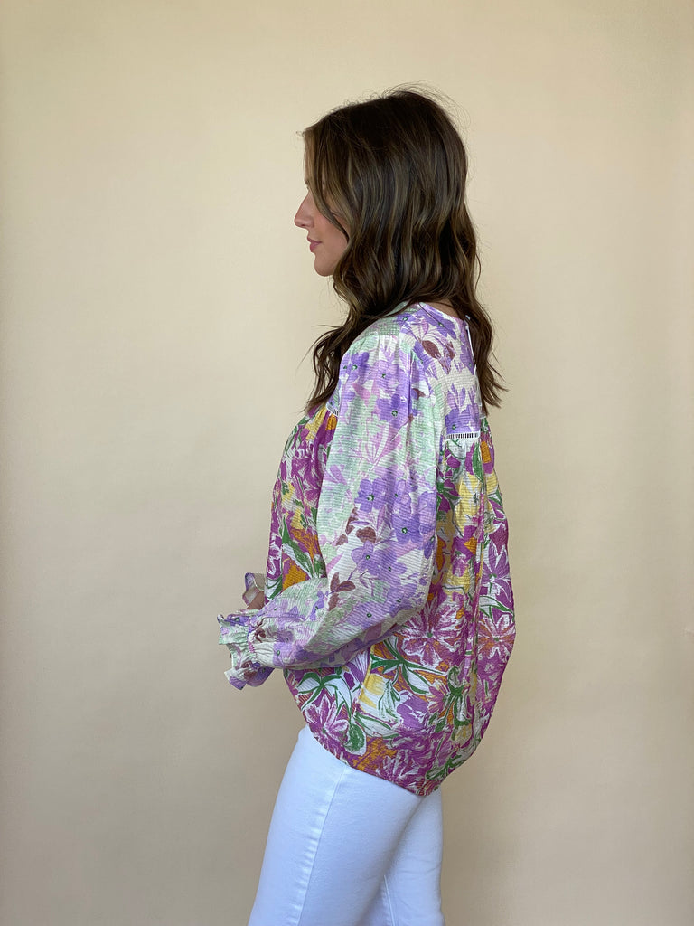 Refection Floral Peasant Top
