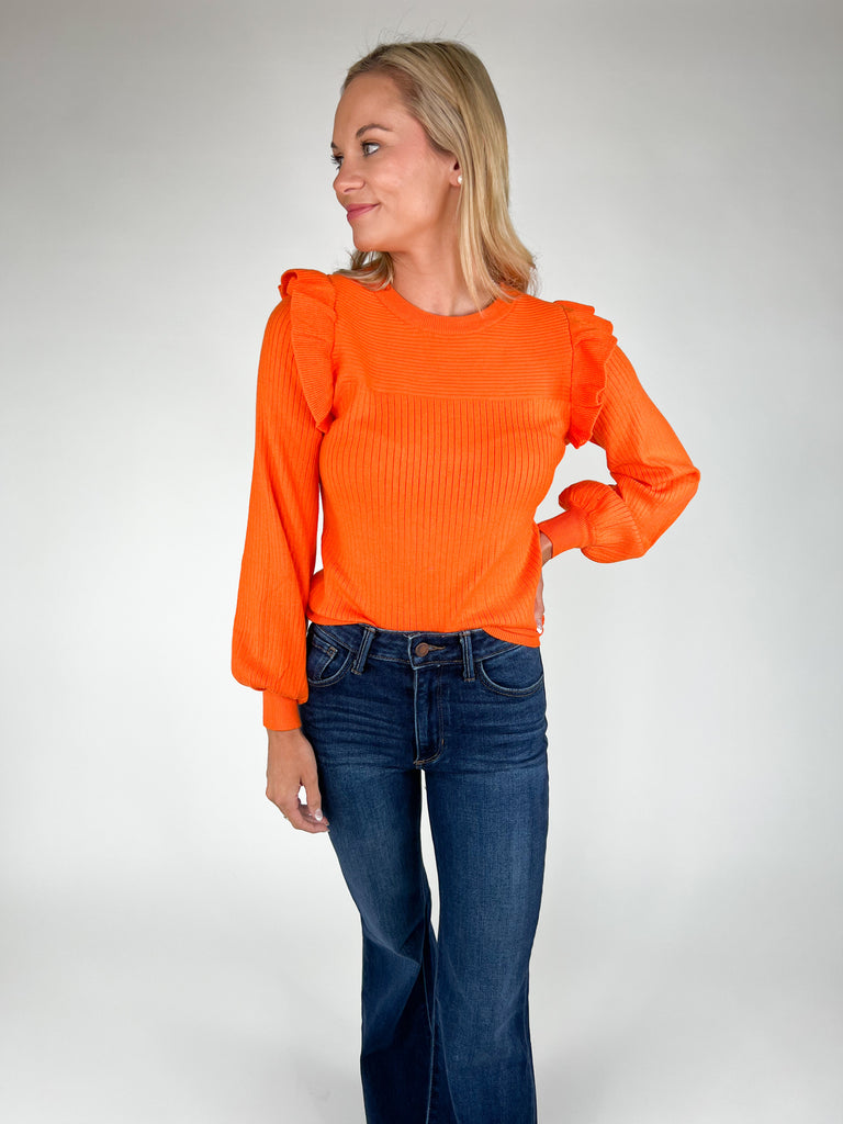 Take for Granted Ruffle Shoulder Sweater