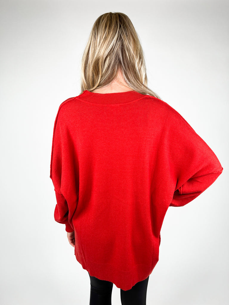 Astrid Ribbed Sweater - Rust - One Size
