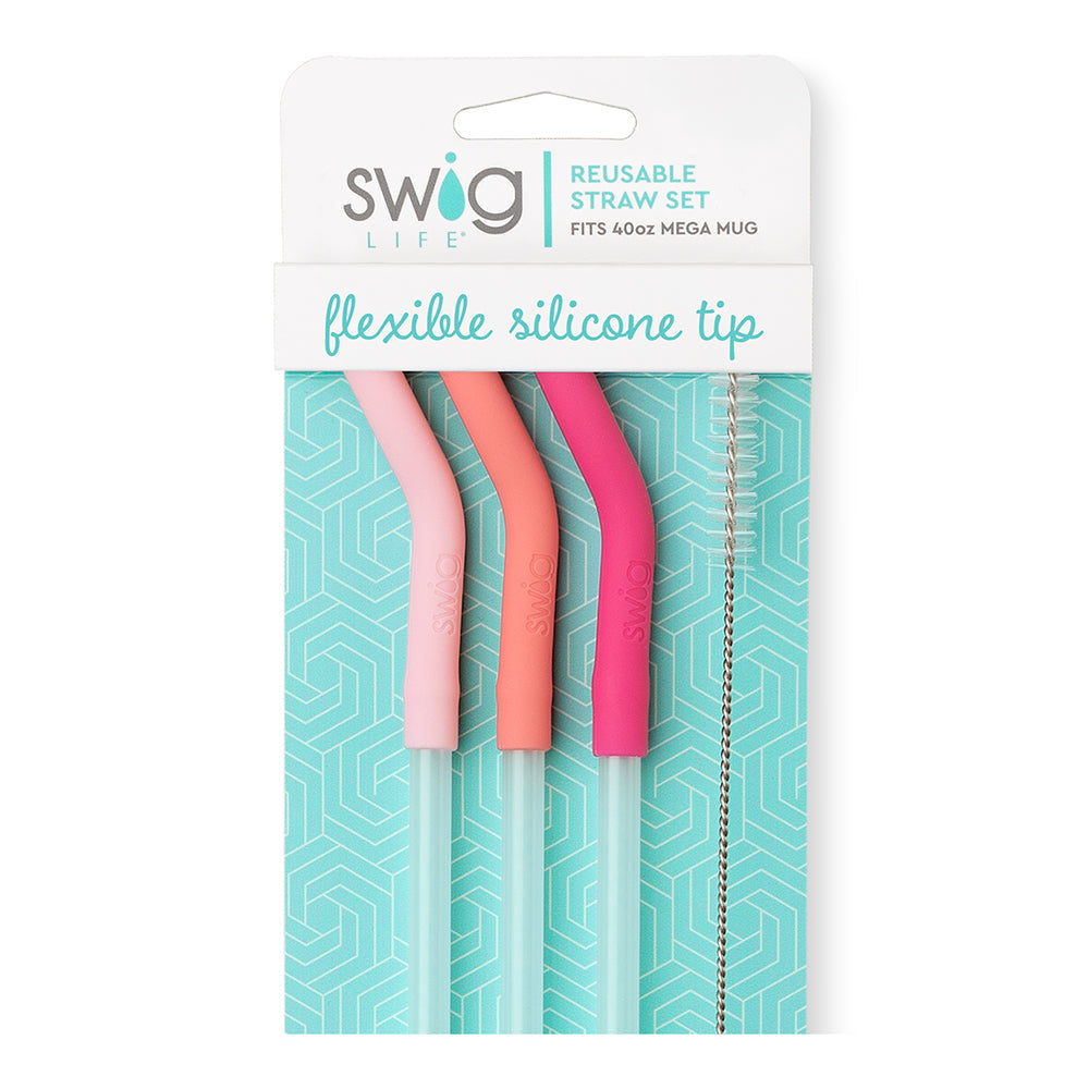 Swig Reusable Straws - Blush/Coral Mega