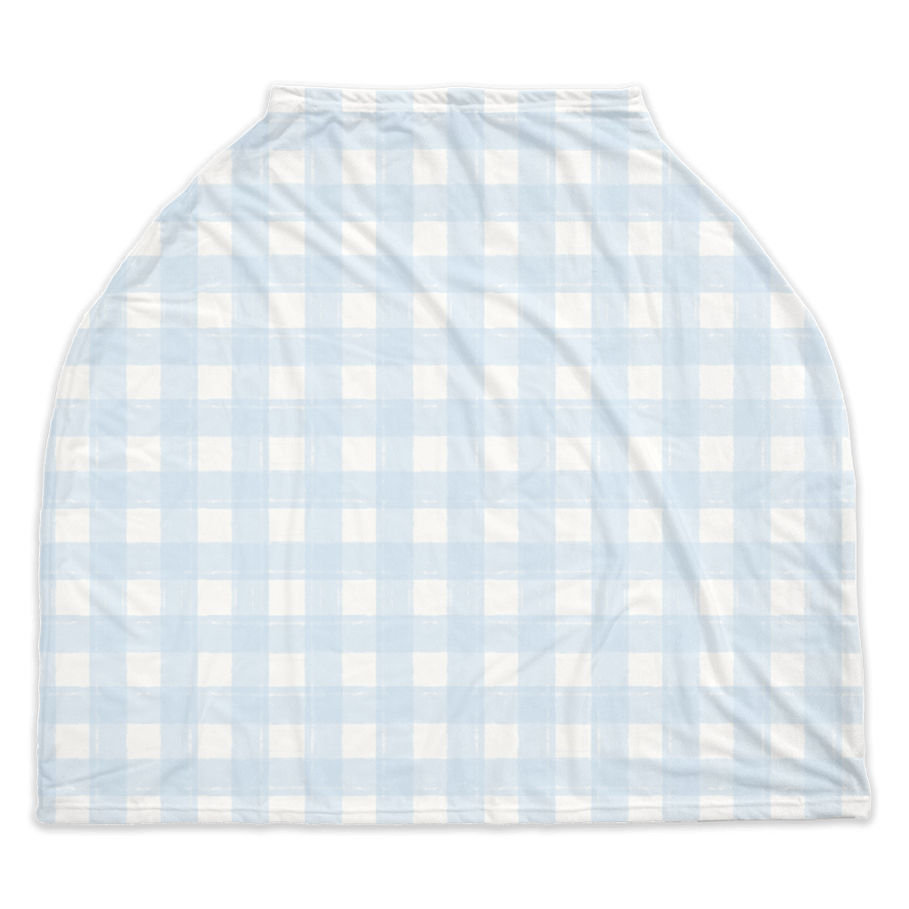 Baby Car Seat Cover - Gingham Light Blue
