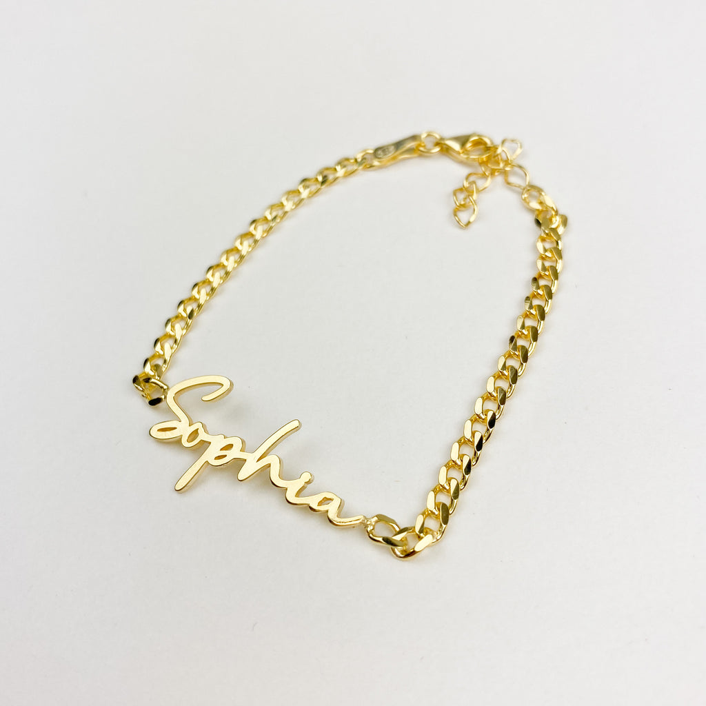 Sophia Script Chain Custom Bracelet