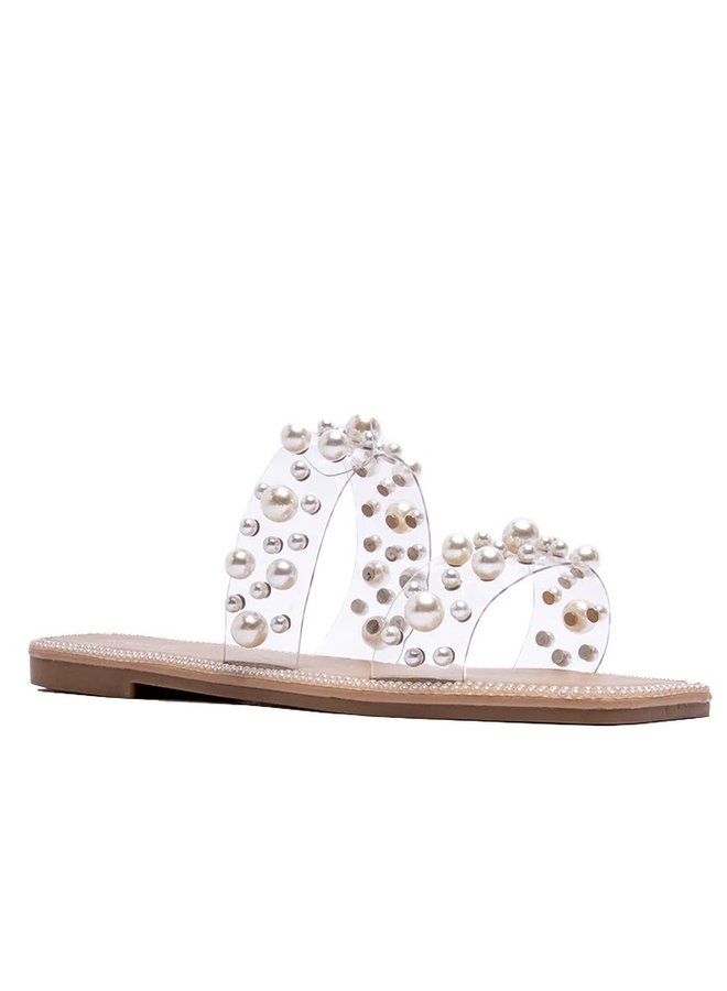 Taye Slide Pearl Sandals - Clear