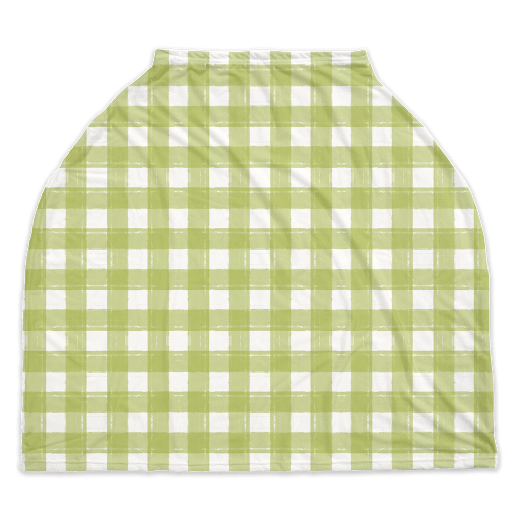 Baby Car Seat Cover - Gingham Green