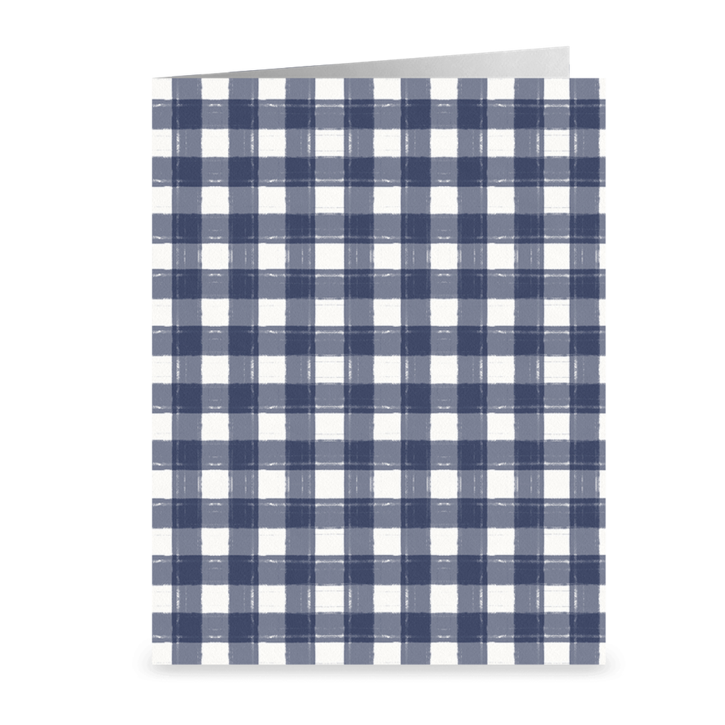 Gingham Navy Greeting Cards